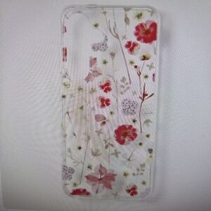 heyday Floral Clear Phone Case with Red and Pink Blooms